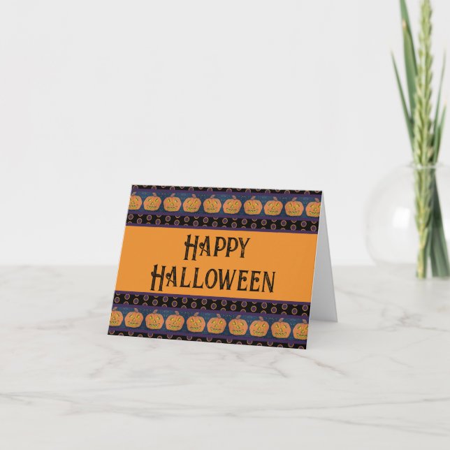 Tarjeta Feliz Halloween Jack O'Lanterns (Anverso)