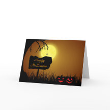 Feliz Halloween Jack The Lantern Pumpkins Card