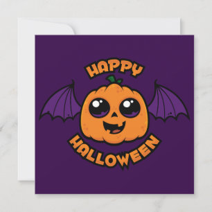 Tarjeta Feliz Halloween Kawaii Pumpkin Spookny Cuteness