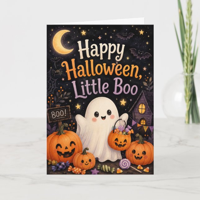 Tarjeta Feliz Halloween Little Boo (Anverso)