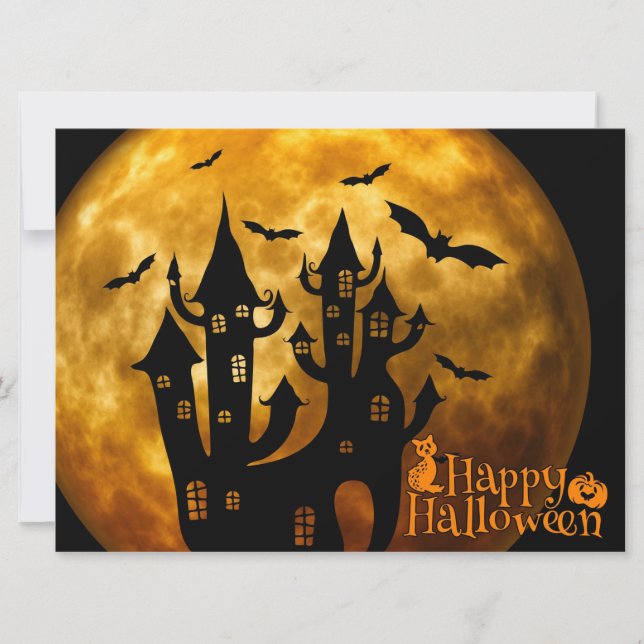 Tarjeta Feliz Halloween (luna llena) (Anverso)