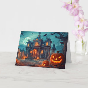 Tarjeta Feliz Halloween Manor embrujada