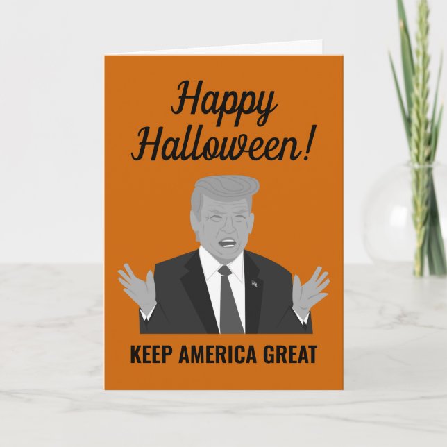 Tarjeta Feliz Halloween manteniendo a Estados Unidos como  (Anverso)