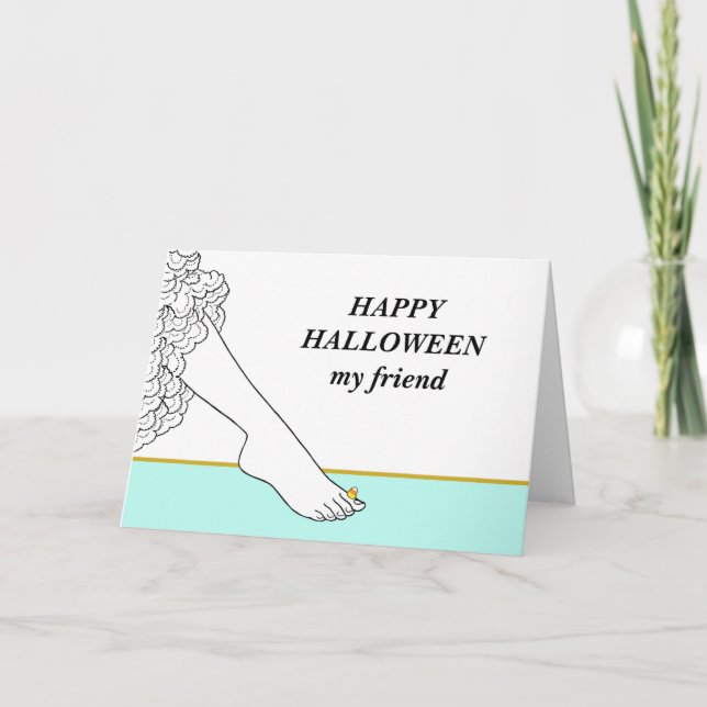 Tarjeta Feliz Halloween mi amigo de maíz a pie (Anverso)