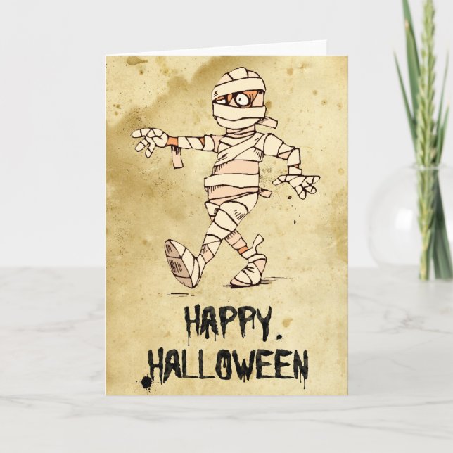 Tarjeta Feliz Halloween Mummy Personalizado Card (Anverso)