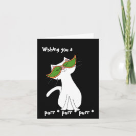 Tarjeta Feliz Halloween negro de gato blanco