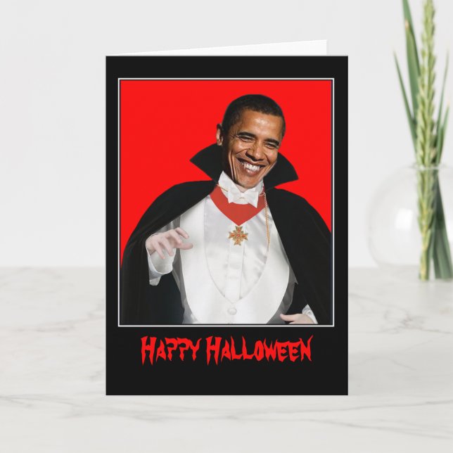Tarjeta Feliz Halloween Obama (Anverso)