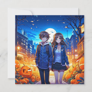 Tarjeta Feliz Halloween   Pareja de Anime Tomados de la Ma