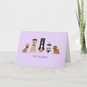Tarjeta Feliz Halloween Perros Morados