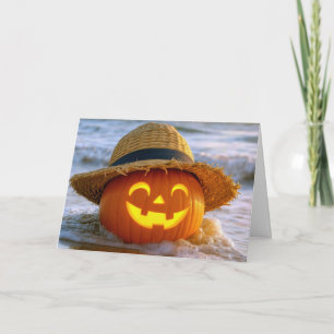 Tarjeta Feliz Halloween Playa Calabaza de Jack