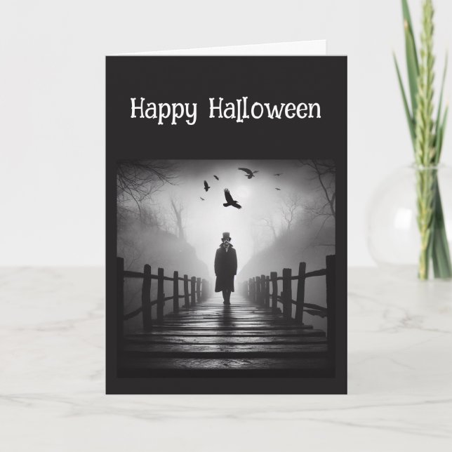Tarjeta Feliz Halloween Poema de Edgar Allan Poe Raven (Anverso)