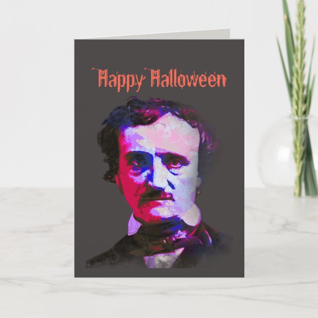 Tarjeta Feliz Halloween Poema de Edgar Allan Poe Raven (Anverso)
