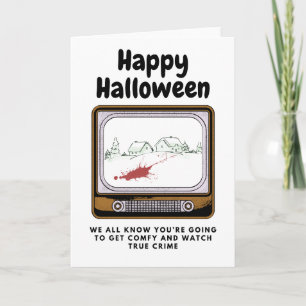 Tarjeta Feliz Halloween Sabemos que estás viendo crimen re