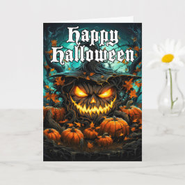 Tarjeta Feliz Halloween Scary Pumpkin Art