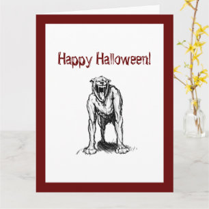Tarjeta Feliz Halloween Scary Spooky Demon Hell Dog
