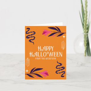 Tarjeta Feliz Halloween Serpientes Naranja Personaliza