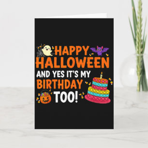 Tarjeta Feliz Halloween Sí Es Mi Cumpleaños Disfraz Divert