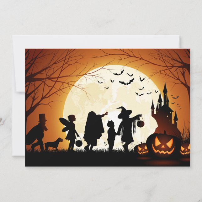 Tarjeta Feliz Halloween Silhouette Children (Anverso)