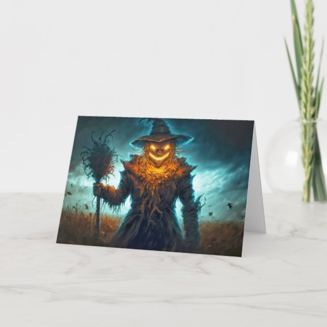 Tarjeta Feliz Halloween Sinister Scarecrow (Anverso)