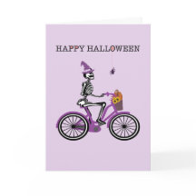 Feliz Halloween Skeleton Riding Bike