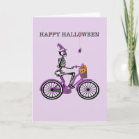Feliz Halloween Skeleton Riding Bike