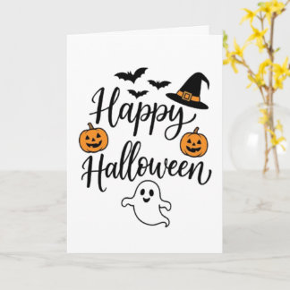Tarjeta Feliz Halloween Sombrero de Bruja Jack O Linterna