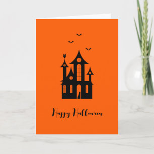 Tarjeta Feliz Halloween Spooky atormentado Naranja negro