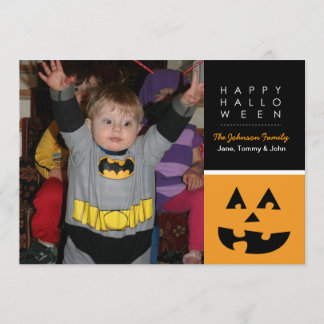 Tarjeta Feliz Halloween Square Pumpkin Photo Card