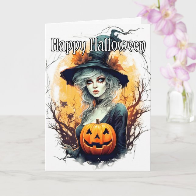 Tarjeta Feliz Halloween | Stay Witchy (Orquídea)