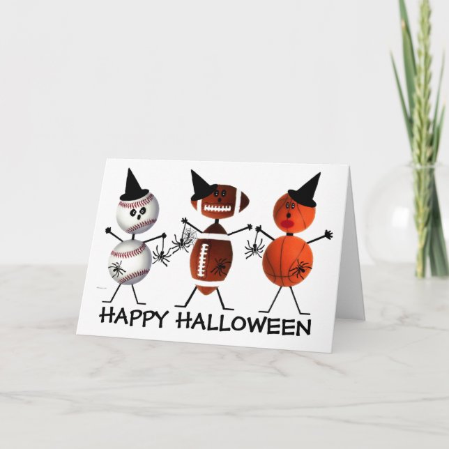 Tarjeta Feliz Halloween todos los deportes (Anverso)