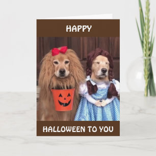 TARJETA **FELIZ HALLOWEEN** TODOS VESTIDOS PARA "USTEDES"