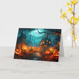 Tarjeta Feliz Halloween - Vieja casa embrujada