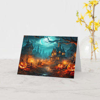 Tarjeta Feliz Halloween - Vieja casa embrujada