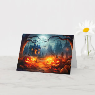 Tarjeta Feliz Halloween Viejo Manor