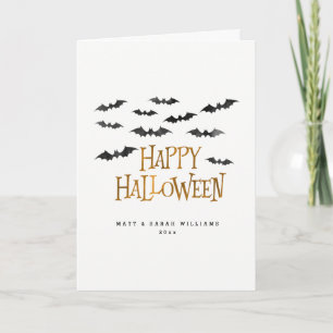 Tarjeta Feliz Halloween Watercolor Bats