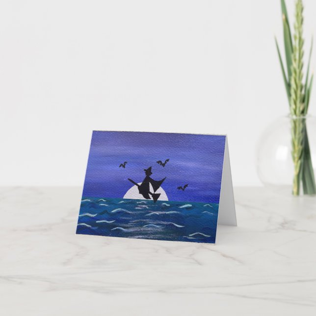 Tarjeta Feliz Halloween Witchen Moonrise Card (Anverso)