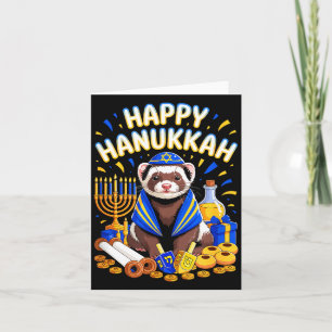 Tarjeta Feliz Hanukká Hurón con Disfraz Judío Aniam