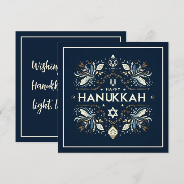 Tarjeta Feliz Hanukkah (Anverso / Reverso)