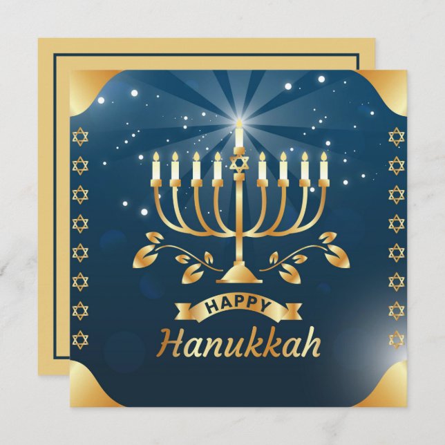 Tarjeta Feliz Hanukkah (Anverso / Reverso)