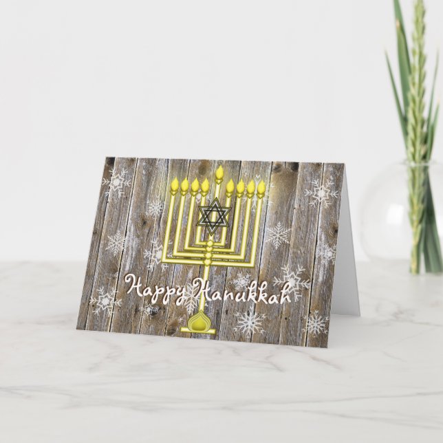 Tarjeta Feliz Hanukkah Menorah (Anverso)