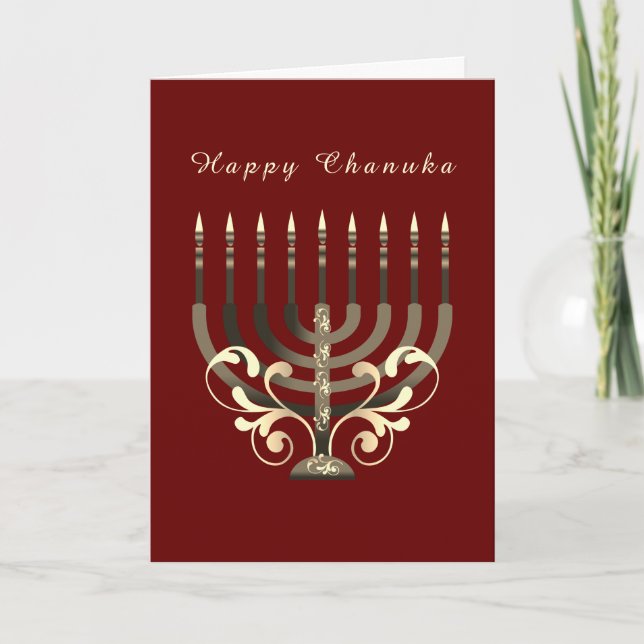 Tarjeta Feliz Hanukkah menorah decorativo Estrella de Davi (Anverso)