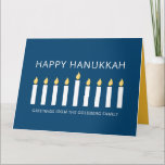 Tarjeta Feliz Hanukkah| Sencillo y moderno saludo de velas<br><div class="desc">Este es un diseño sencillo,  minimalista y moderno de los candelabros de Menorá o del templo.</div>