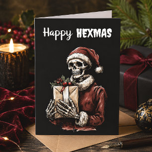 Tarjeta Feliz Hexmas Santa Esqueleto Espeluznante Navidad