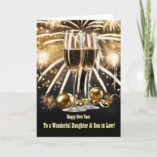 Tarjeta Feliz hijo de Año Nuevo con esposo de la ley