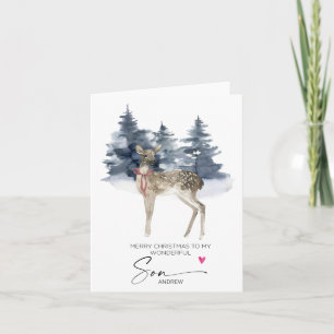 Tarjeta Feliz hijo de Navidad de la madre, papá y sus padr