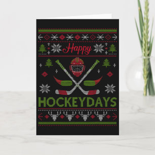 Tarjeta Feliz Hockeydays Cool Hockey Navidad desgastado