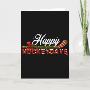 Tarjeta Feliz Hockeydays Navidad Jugador de Hockey sobre H
