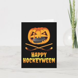 Tarjeta Feliz Hockeyween Hockey Calabaza Comiendo Disco Di