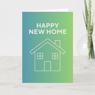 Tarjeta Feliz Hogar Nuevo con Fondo Gradiente Verde