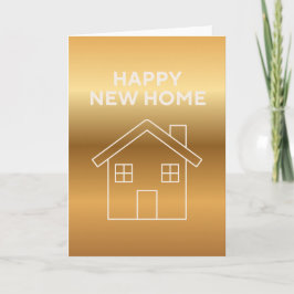 Tarjeta Feliz Hogar Nuevo - fondo gradiente dorado